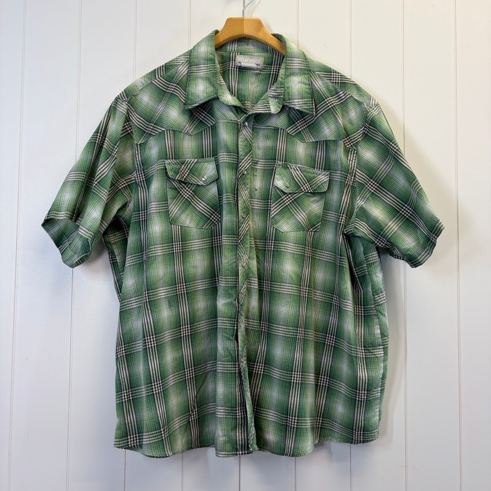 Vintage Wrangler Wrancher Western Pearl Snap Plaid Shirt Men Size 3XL Cowboy